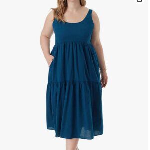 NWT Jessica Simpson Plus Cheryl Tiered Seersucker Maxi Dress size 3X